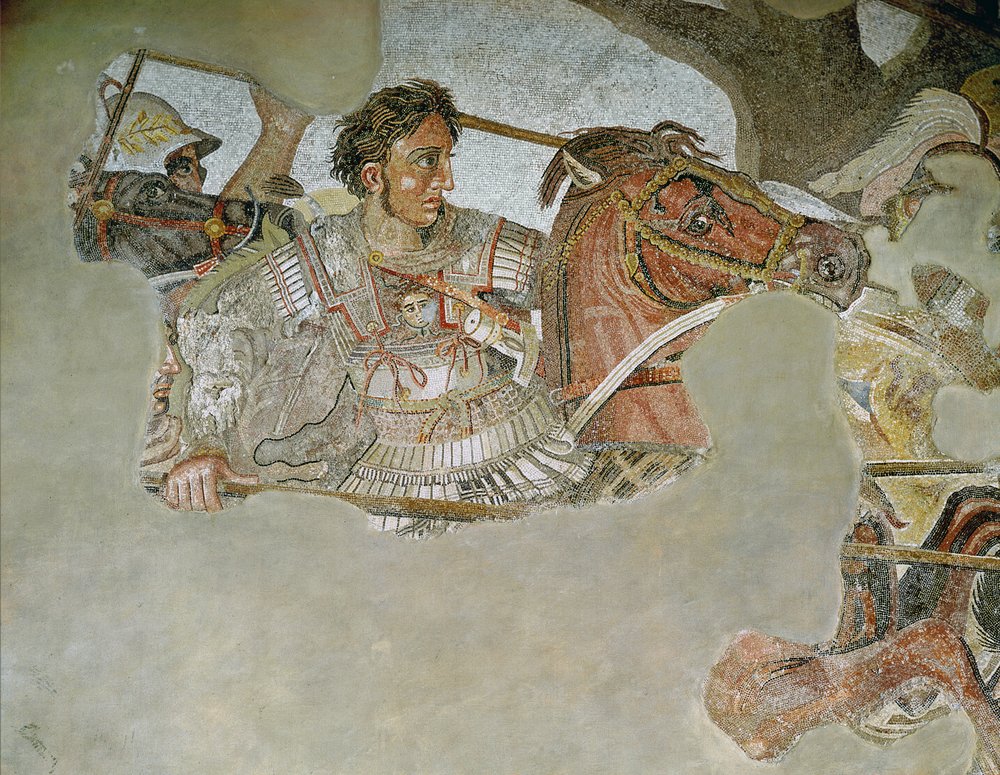 El Mosaico de Alejandro, detalle que representa a Alejandro Magno en la